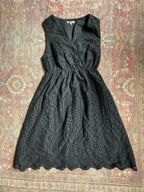 Le Ragazze Made in Italy Large Eyelet scalloped Women’s Black Sleeveless Dress